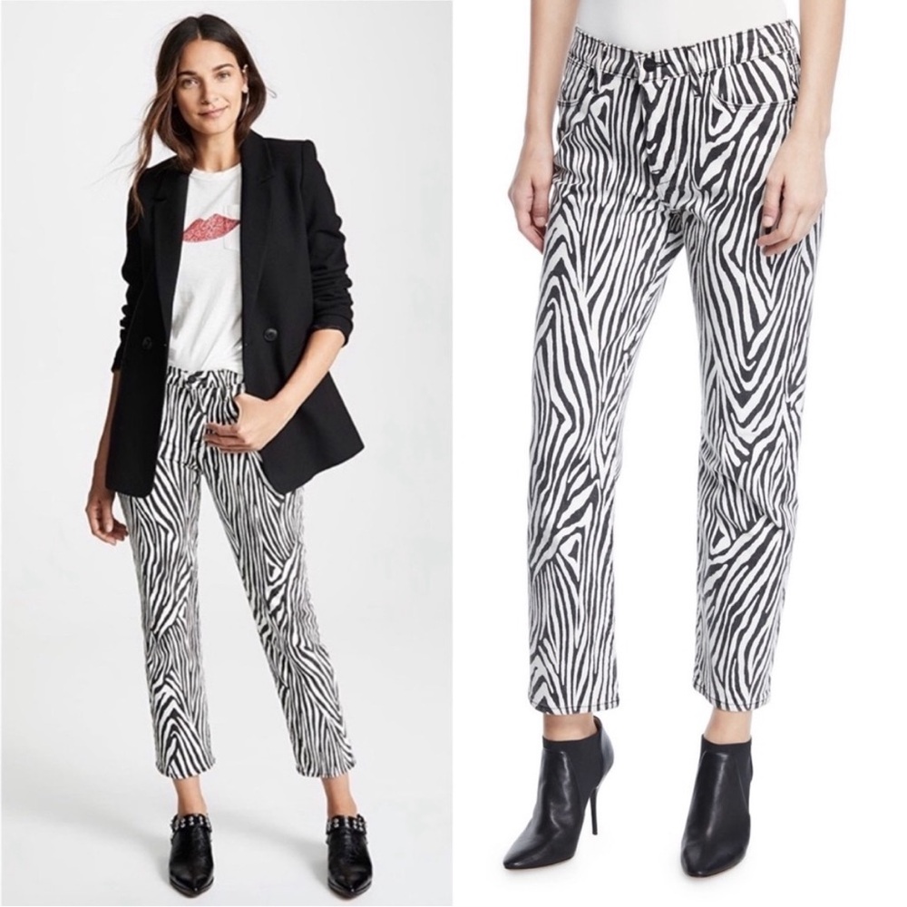 FRAME Denim Le High Straight High Rise Jeans in Zebra Print